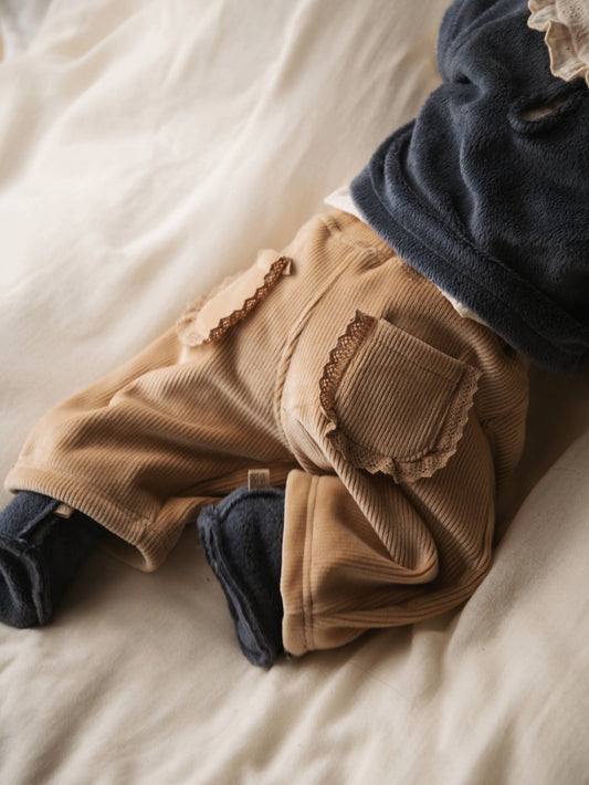 Wijde Curderoy Broek - Mocha Sand 347