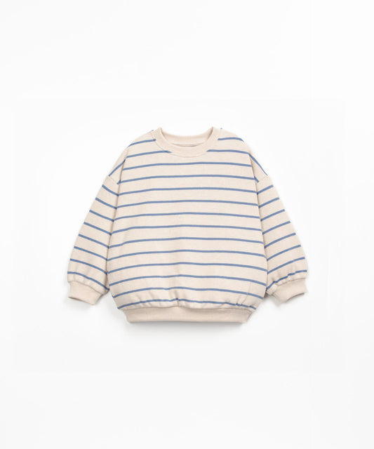 Striped Knit Sweater With Cuffs Blue