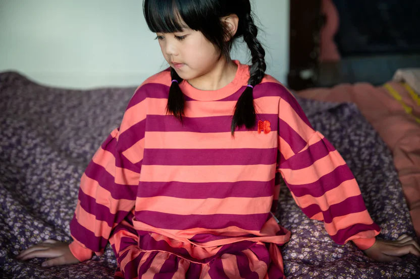 Ruffle Skirt Stripe Peach/Beaujolais