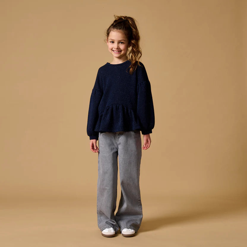 Wide Leg Jeans Washed Grey