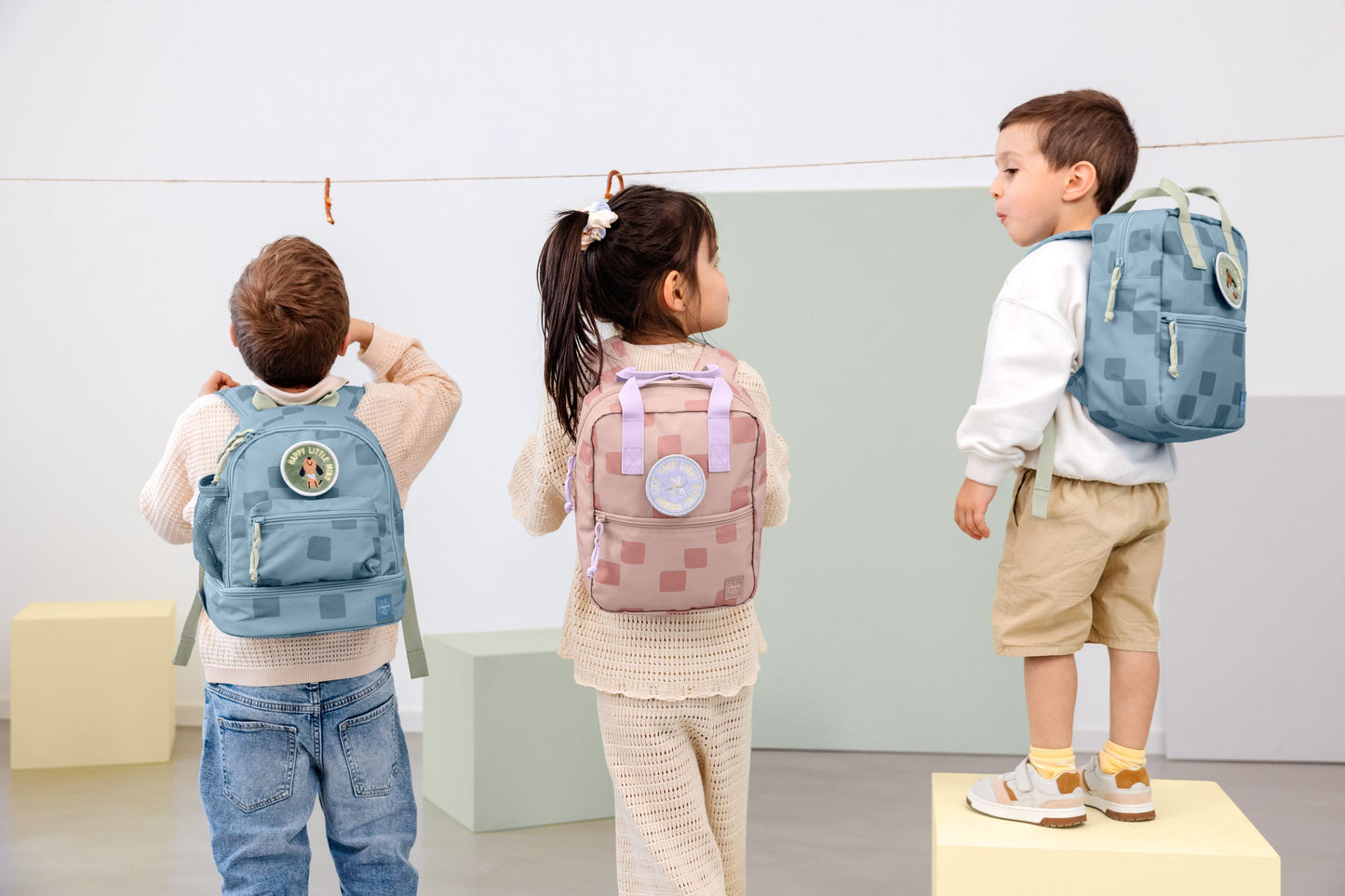 Mini Square Backpack - Pattern Party Blue