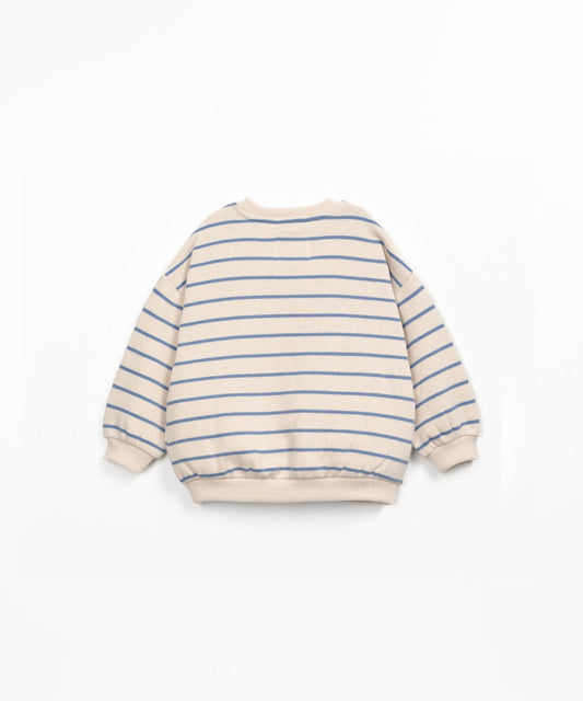 Striped Knit Sweater With Cuffs Blue