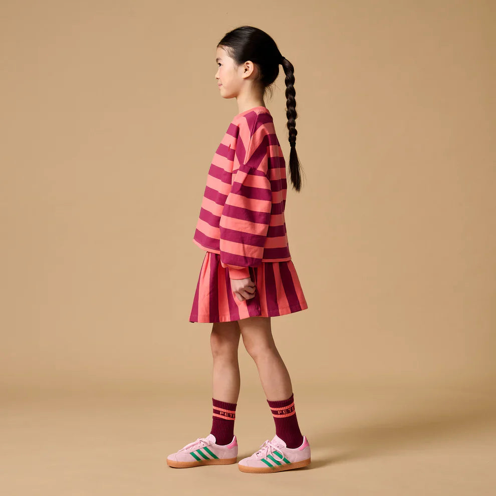 Ruffle Skirt Stripe Peach/Beaujolais