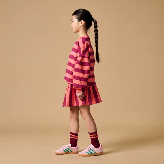Ruffle Skirt Stripe Peach/Beaujolais