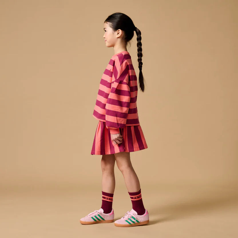 Ruffle Skirt Stripe Peach/Beaujolais