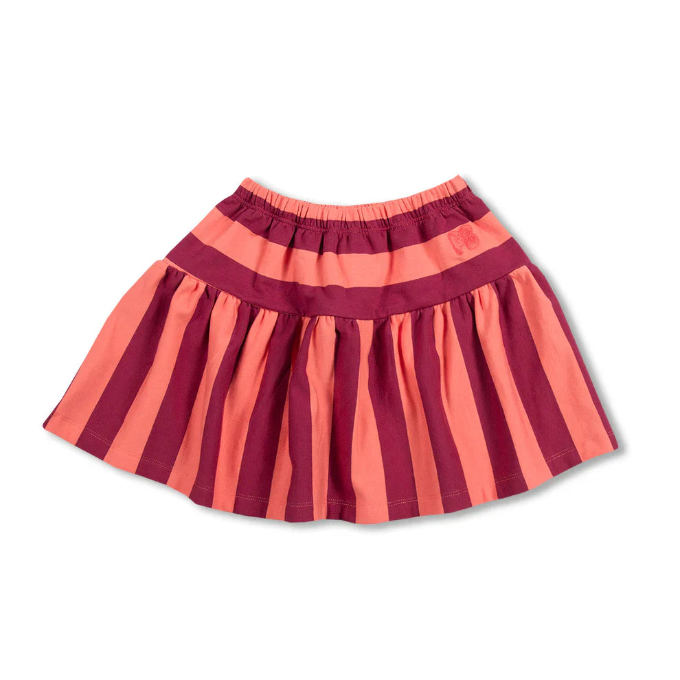 Ruffle Skirt Stripe Peach/Beaujolais