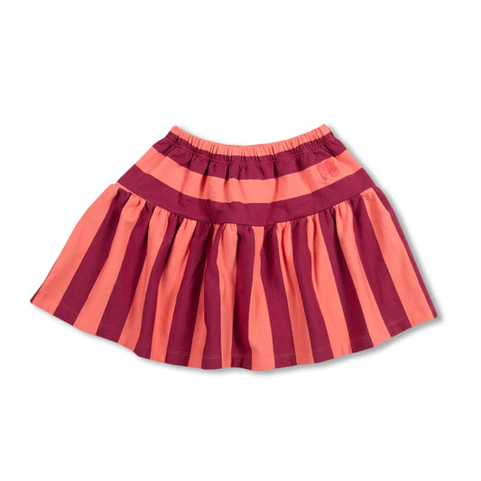 Ruffle Skirt Stripe Peach/Beaujolais